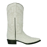 Mens Off White Ostrich Quill Print Cowboy Boots - J Toe
