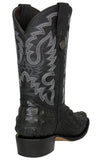 Mens Black Cowboy Boots Crocodile Back Print - J Toe