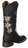 Womens Annie Matte Black Western Boots Leather - Square Toe