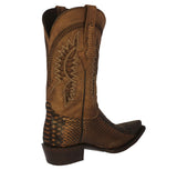 Mens #180 Honey Brown Cowboy Boots Python Snake Print - Snip Toe