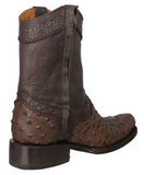 Mens #20RA Brown Cowboy Boots Ostrich Print Zipper - Square Toe