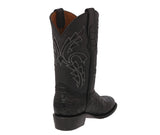 Mens Black Cowboy Boots Anaconda Print Leather - Round Toe