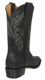 Mens Black Cowboy Boots Lizard Print Leather - J Toe