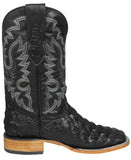 Mens #110N Black Cowboy Boots Crocodile Back Print - Square Toe