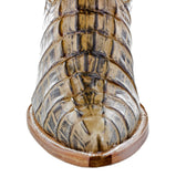 Mens Rustic Sand Crocodile Tail Print Leather Cowboy Boots - 3X Toe