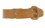 Light Brown Concho Western Leather Cowboy Belt - Removable Buckle