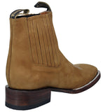 Mens #RGL4 Light Brown Chelsea Ankle Boots Nubuck Leather - Square Toe