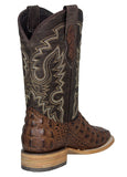 Mens Brown Cowboy Boots Crocodile Back Print - Square Toe