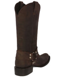 Mens Rider Brown Western Boots Leather Harness - Square Toe
