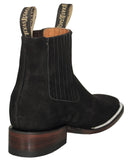 Mens Black Chelsea Ankle Boots Nubuck Leather - Square Toe