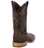 Mens #140N Brown Cowboy Boots Crocodile Hornback Print - Square Toe