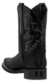 Mens Black Western Leather Cowboy Boots - Square Toe