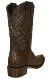 Mens Brown Cowboy Boots Snake Print Leather - J Toe