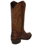 Mens Brown Ostrich Leg Foot Print Leather Cowboy Boots J Toe