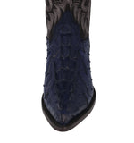 Mens Denim Blue Crocodile & Ostrich Print Leather Cowboy Boots J Toe