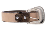 Rustic Brown Western Cowboy Leather Belt Navajo Concho - Silver Buckle