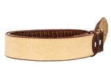 Cognac Western Cowboy Belt Teju Lizard Print Leather - Rodeo Buckle