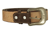 Dark Brown #810 Western Cowboy Belt Floral Leather - Removable Buckle