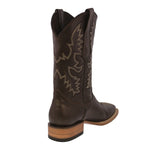 Mens Brown Western Cowboy Boots Real Leather - Square Toe