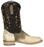 Mens Ranger Brown Cowboy Boots Real Cow Hair Leather - Square Toe
