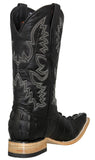 Mens Black Cowboy Boots Crocodile Tail Print - 3X Toe