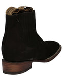 Womens Black Chelsea Cowgirl Boots Nubuck Leather - Square Toe