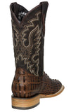 Mens Brown Cowboy Boots Crocodile Tail Print - Square Toe
