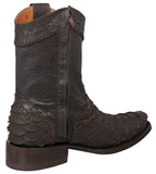 Mens #182R Brown Cowboy Boots Snake Print Zipper - Square Toe