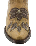 Womens Summer Sand & Red Leather Cowboy Boots - Snip Toe