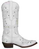 Womens "I Do' White Wedding Boots Leather - Snip Toe
