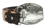 Brown #BULL Western Belt Bull Brown Print Leather - Removable Buckle