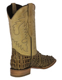 Mens #130N Sand Alligator Tail Print Leather Cowboy Boots - Square Toe