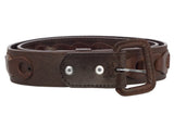 Mens Braided Real Leather Cowboy Jean Belt Removable Buckle Western Dress Brown