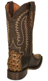 Mens #110R Honey Brown Cowboy Boots Crocodile Back Print - Square Toe