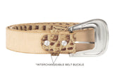 Mens Crocodile Alligator Pattern Leather Western Dress Cowboy Belt Rustic Sand