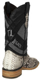 Mens Natural Cowboy Boots Python Skin Leather - Square Toe