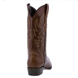 Mens Brown Cowboy Boots Western Wear Smooth Leather Snip Toe