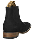 Mens Black Chelsea Boots Nubuck Leather - Square Toe