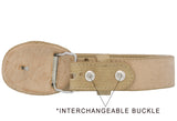 Kids Sand Cowboy Belt Ostrich Print Leather - Removable Buckle