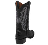 Mens Black Cowboy Boots Ostrich Leg Print Leather - J Toe