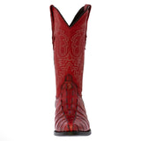 Mens Red Alligator Tail Print Leather Cowboy Boots J Toe