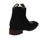 Mens Black Chelsea Ankle Boots Nubuck Leather - Square Toe