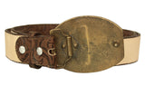 Mens #475F Brown Western Belt Leather Floral - Removable Buckle