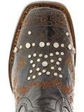 Kids Pescara Black Western Cowboy Boots Leather - Square Toe