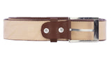 Chedron Western Cowboy Belt Solid Leather - Silver Buckle