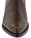 Mens Brown Ostrich Skin Overlay Cowboy Boots - J Toe
