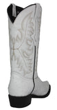 Mens White Cowboy Boots Ostrich Quill Print Leather - J Toe