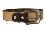 Dark Brown #820 Western Cowboy Belt Floral Leather - Removable Buckle