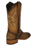 Mens #520 Honey Brown Western Cowboy Boots Woven Leather - Square Toe