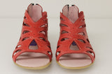 Womens Authentic Huaraches Real Leather Sandals Zipper Red - #202